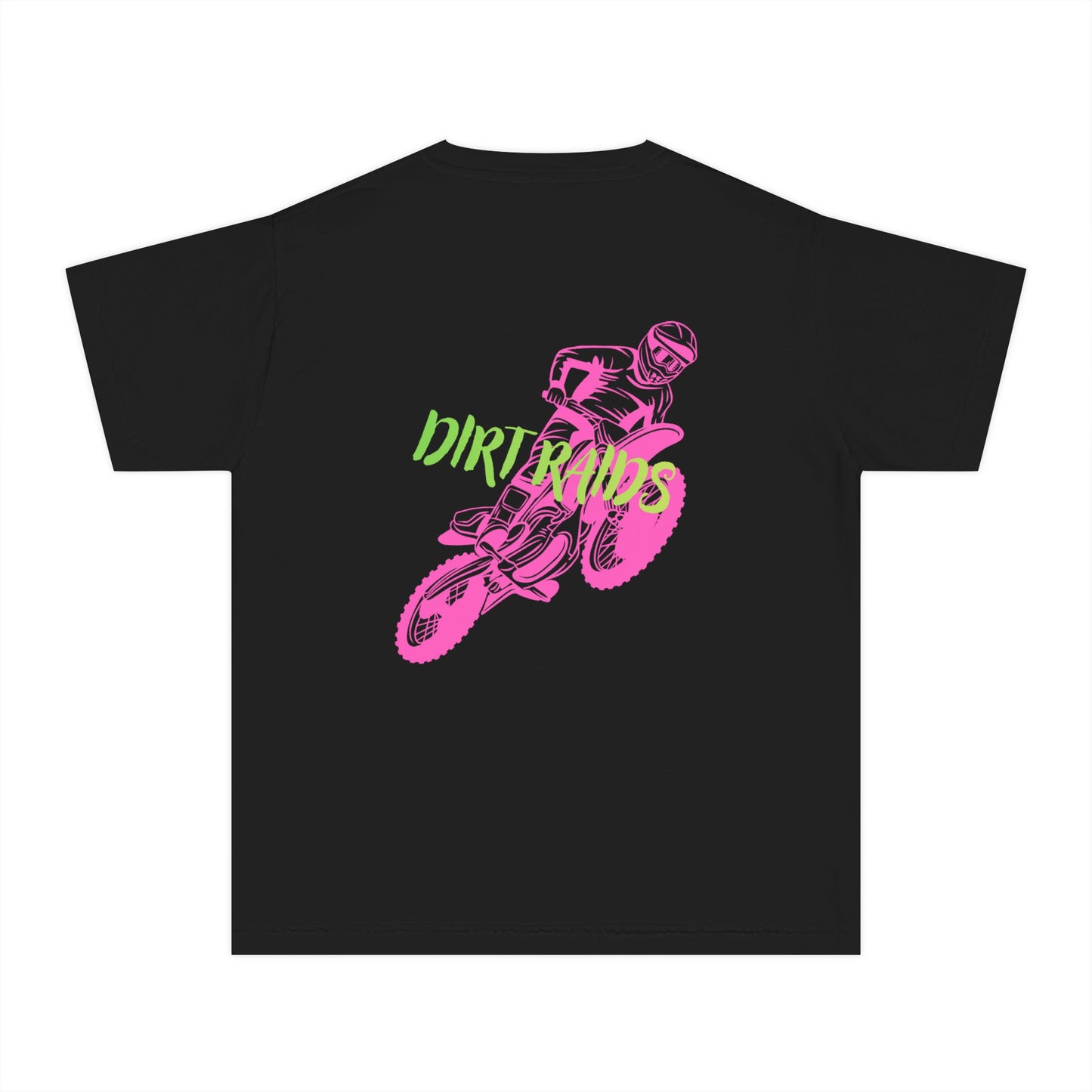 Youth Dirt Rides Tee — Neon Motocross Graphic Shirt