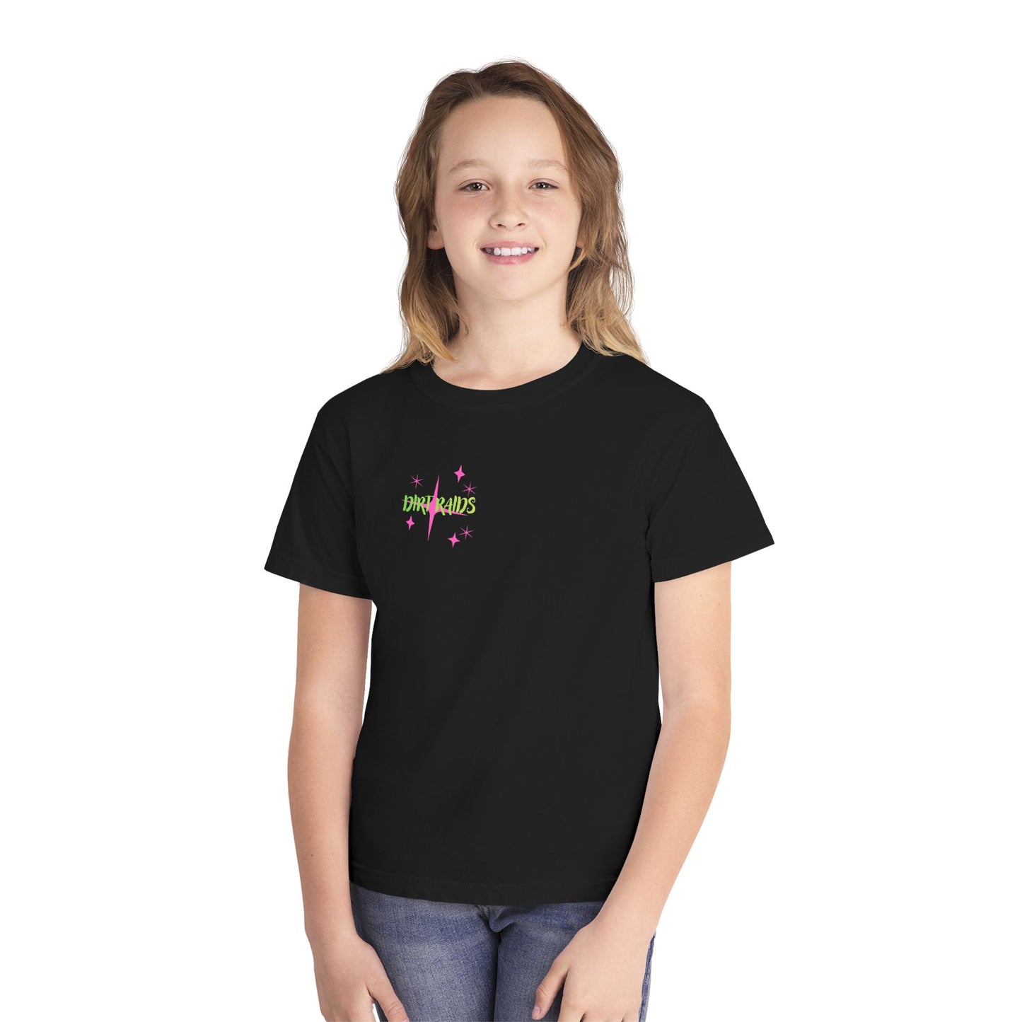 Youth Dirt Rides Tee — Neon Motocross Graphic Shirt